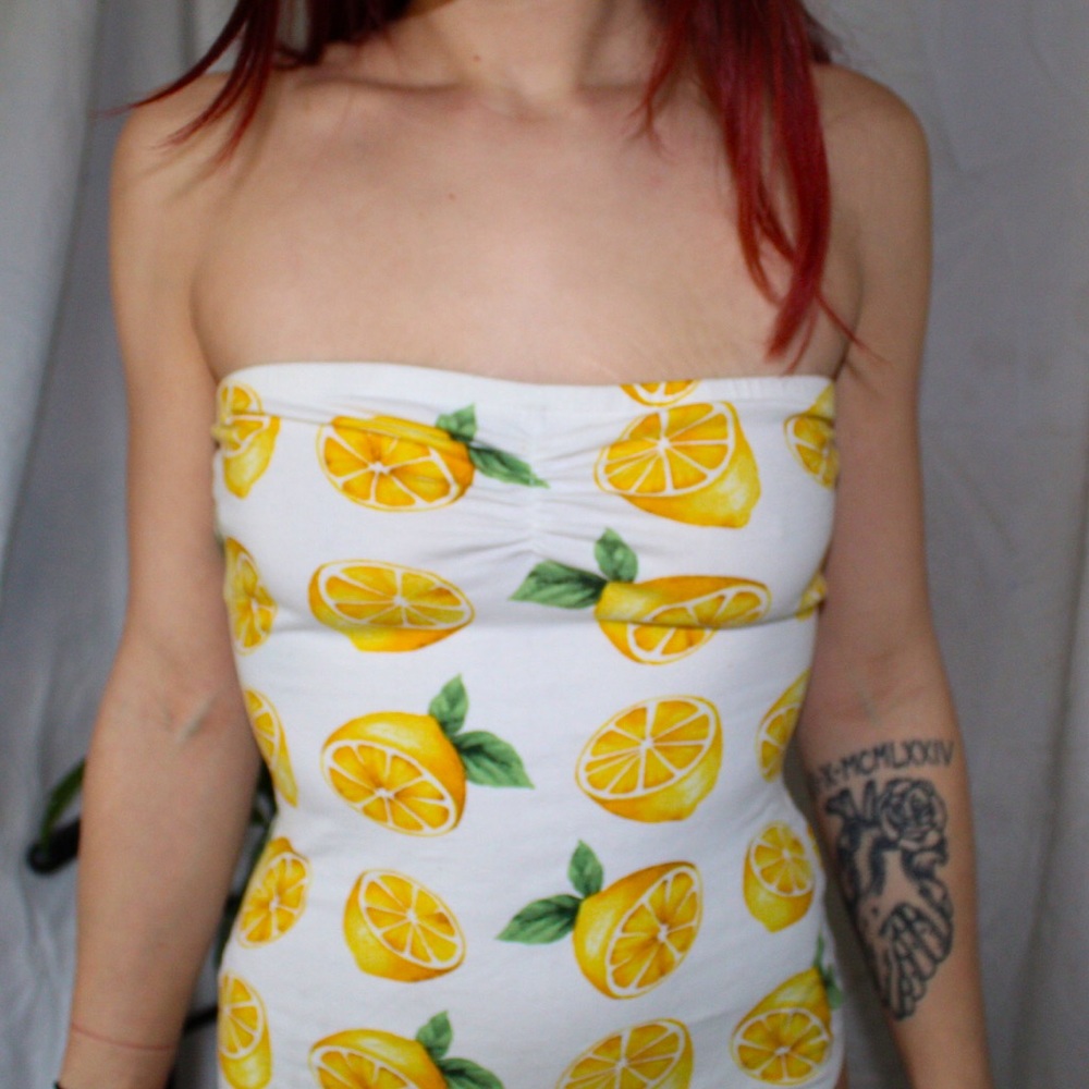 F21 Lemon Pattern Bodysuit